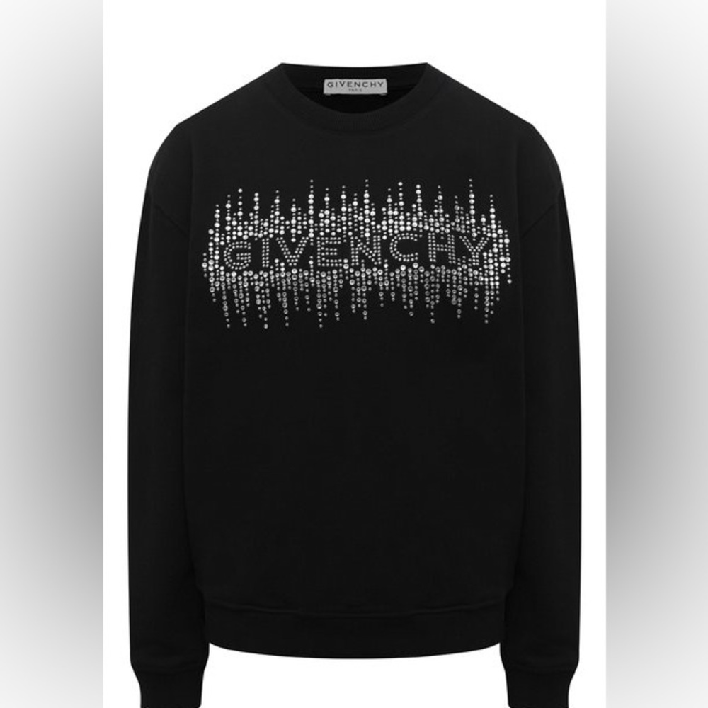 Givenchy Black Sweatshirt with Rhinestone Logo